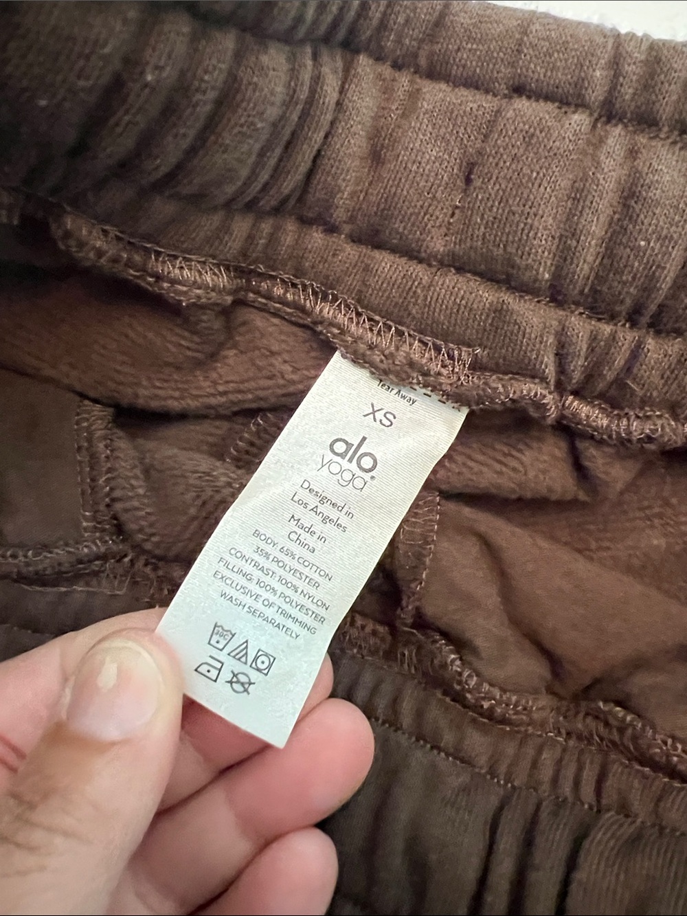 ALO YOGA ESPRESSO BROWN SWEATPANTS JOGGERS PUFFER SIDE PANEL SIZE XS - Picture 5 of 10
